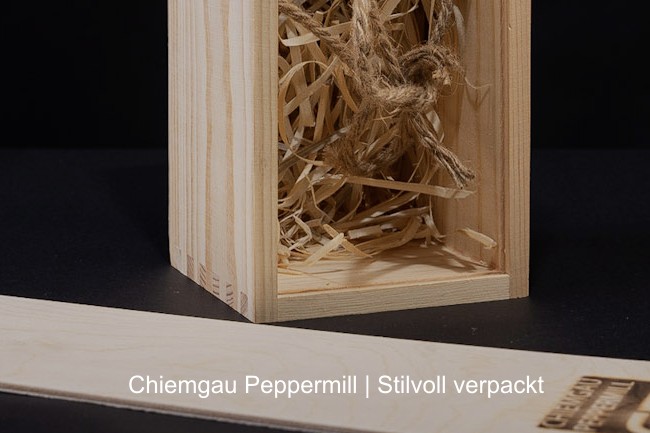 Pfeffermühle Salzmühle stilvoll verpackt - Holz Groß Geschenk Keramikmahlwerk Handarbeit Exclusiv Chiemgau Peppermill