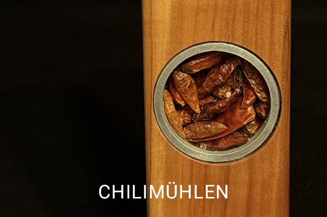 Pfeffermühle Salzmühle Alu - Holz Groß Geschenk Keramikmahlwerk Handarbeit Exclusiv Chiemgau Peppermill