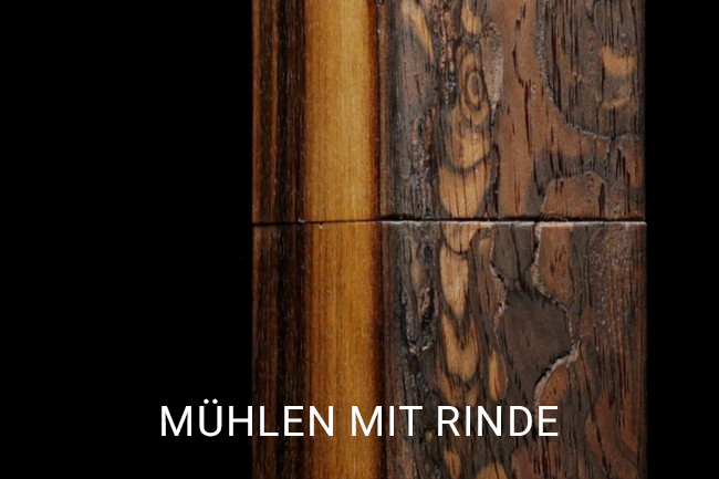 Pfeffermühle Salzmühle Rinde - Holz Groß Geschenk Keramikmahlwerk Handarbeit Exclusiv Chiemgau Peppermill