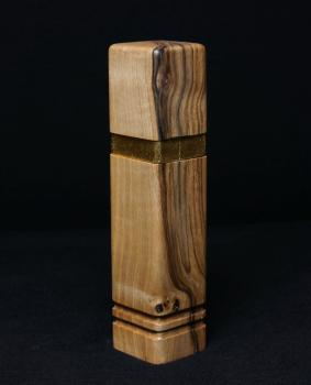 Preview: Pfeffermühle Holz Handarbeit Walnuss Gold Urig Rinde - CP1801448