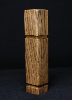 Preview: Pfeffermühle Holz Handarbeit Walnuss Gold Urig Rinde - CP1801451